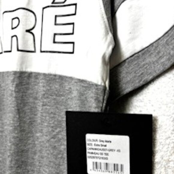 Carré Paris Gray Marle short sleeved t-shirt with white stripe NWT Men's Size XS - Picture 2 of 6